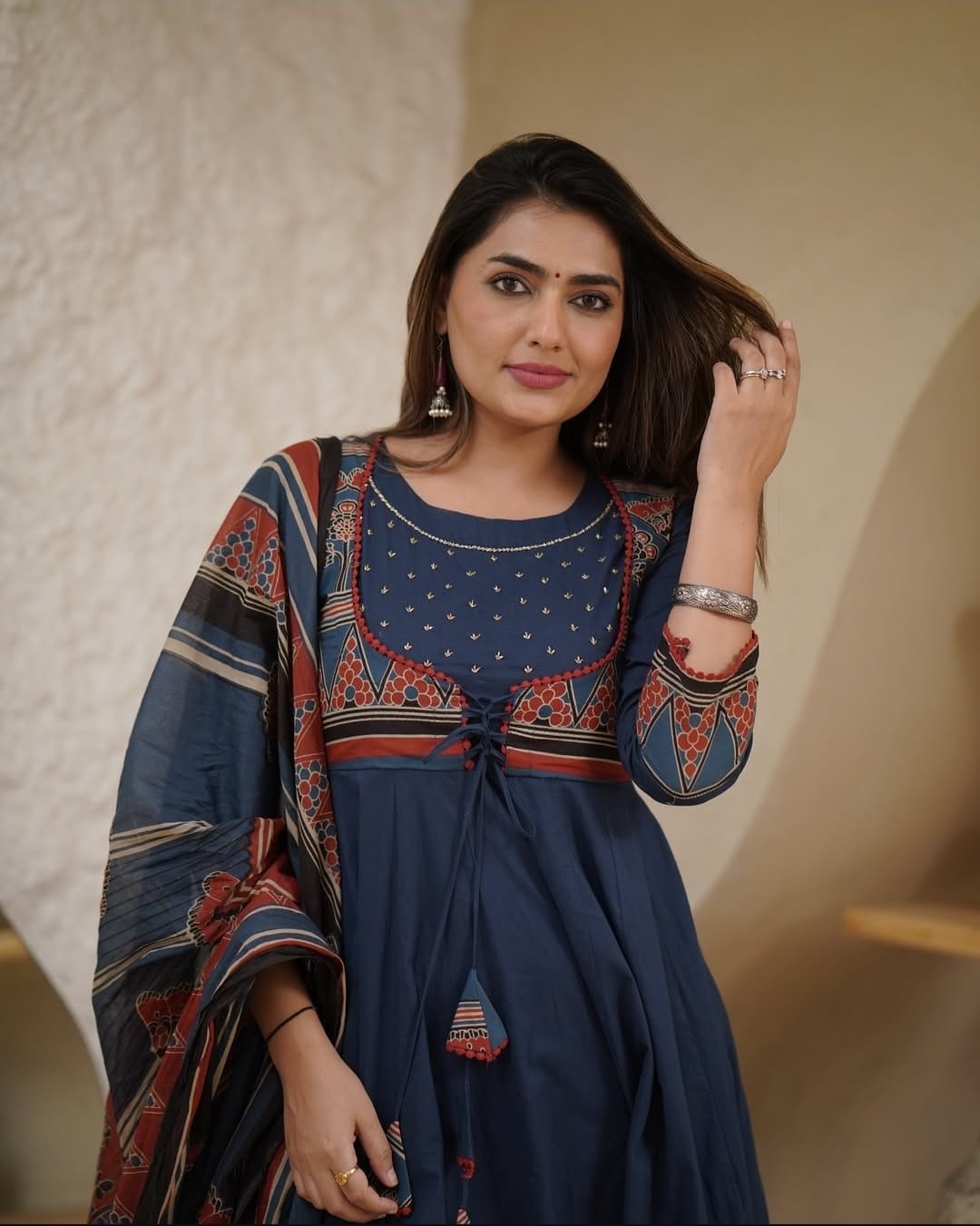 WforWomen premium printed with hand work anarkali kurta set