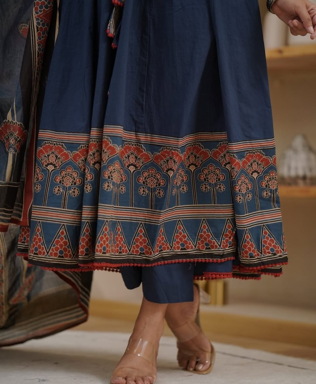 WforWomen premium printed with hand work anarkali kurta set