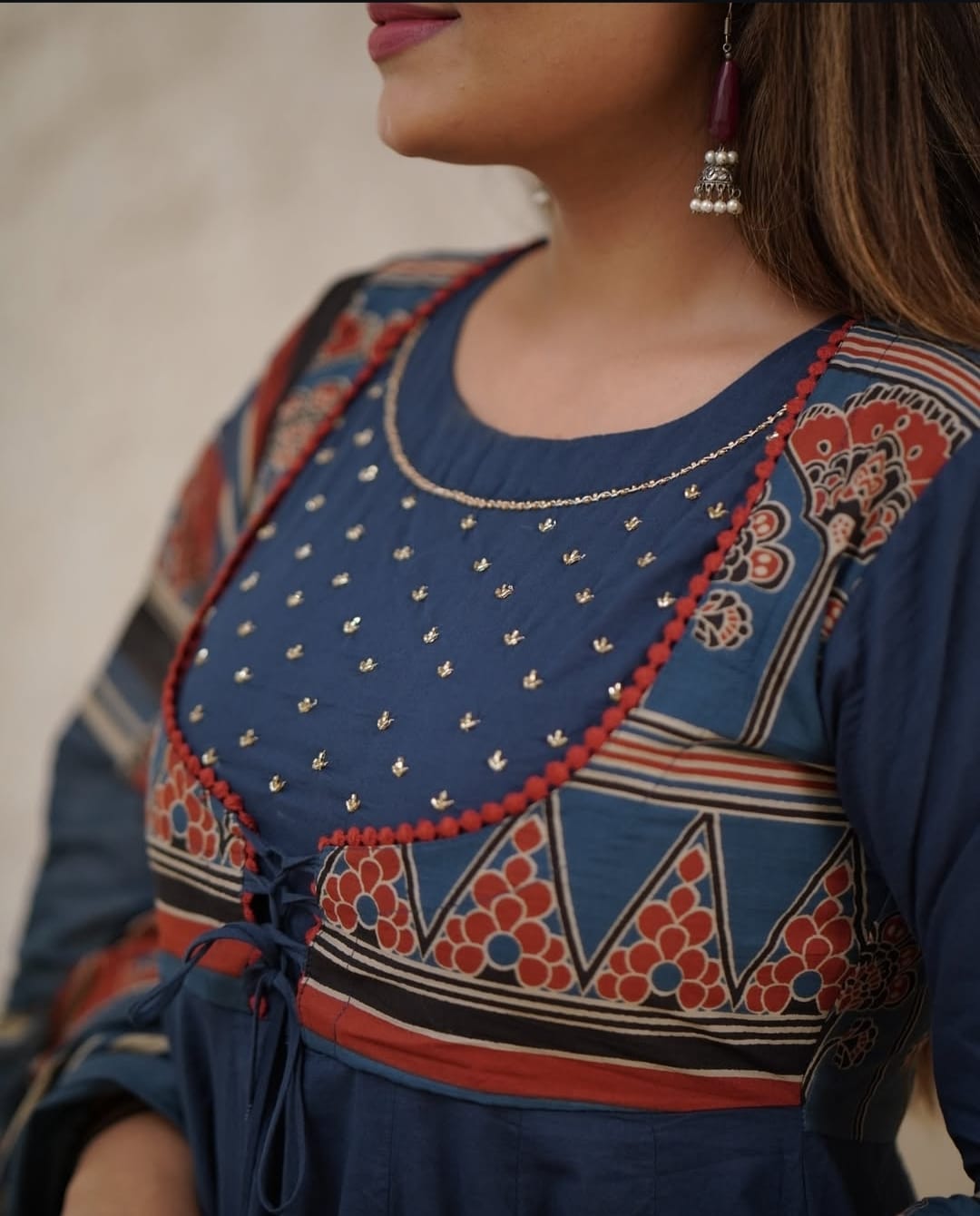 WforWomen premium printed with hand work anarkali kurta set